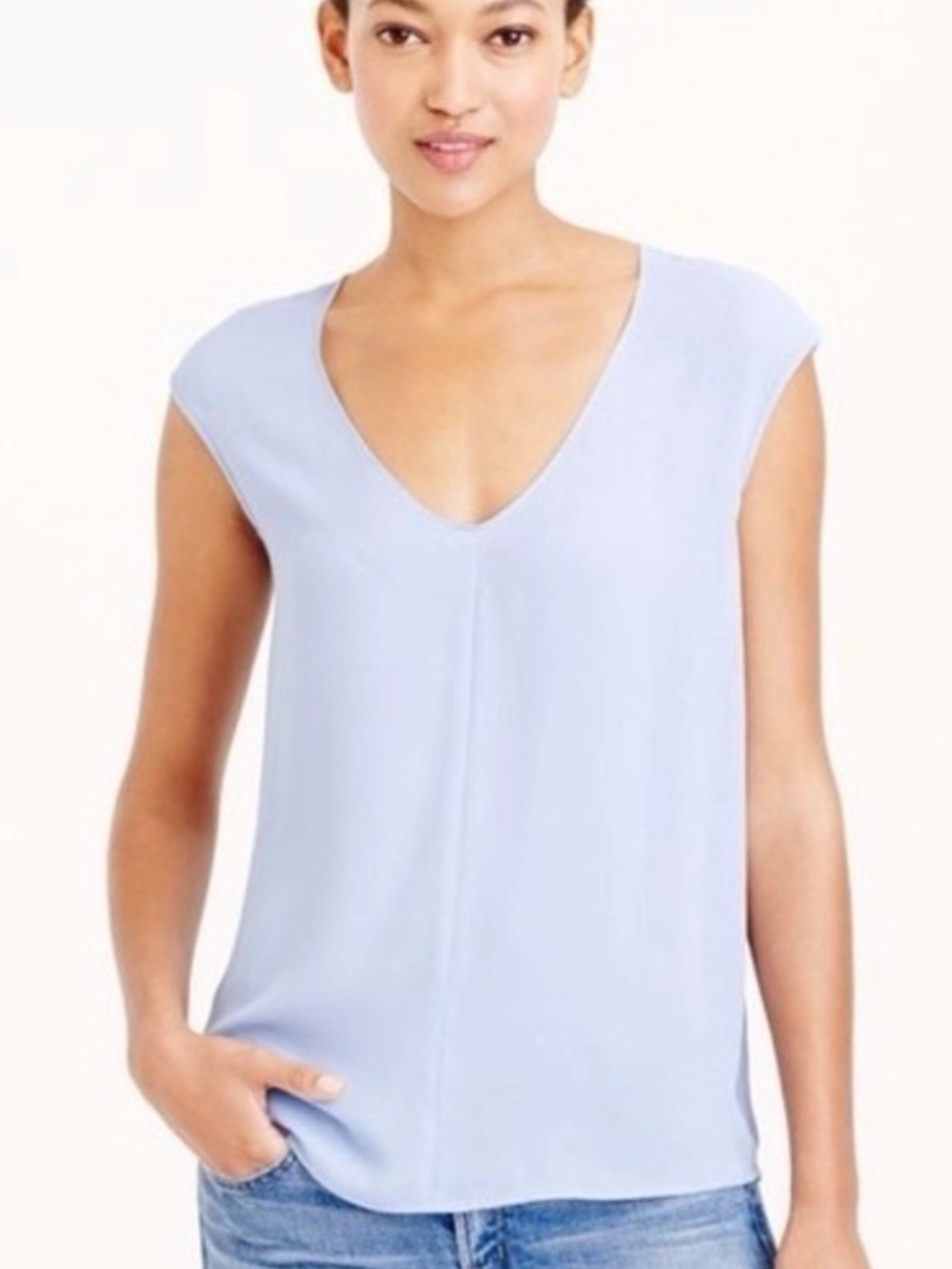 J. Crew Light Blue V-Neck Cap Sleeve Camisole 00 NWOT